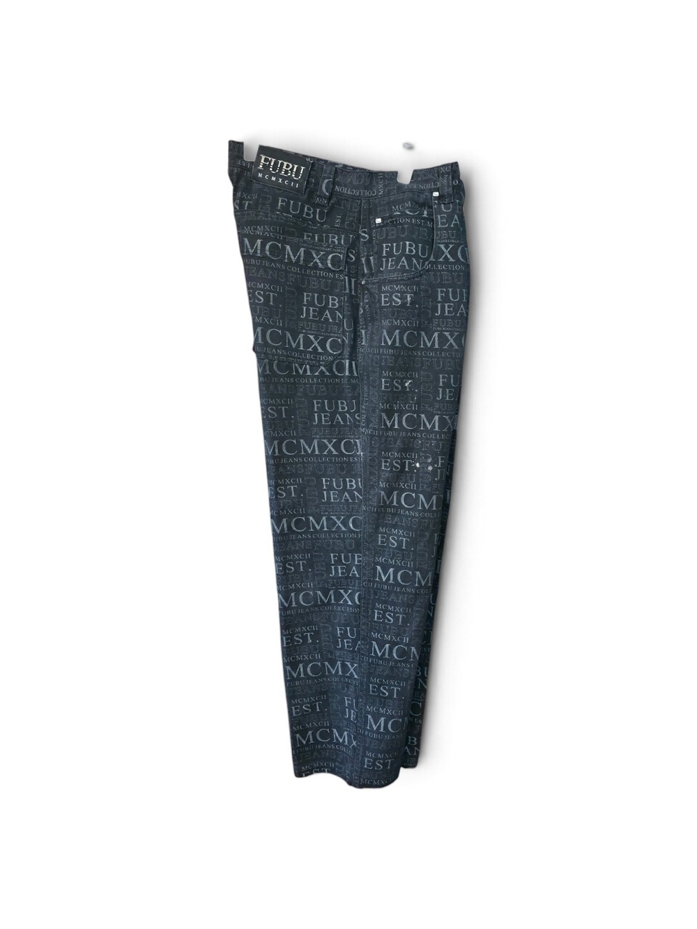 MCMXCII FUBU Black Allover Logo Straight Jeans